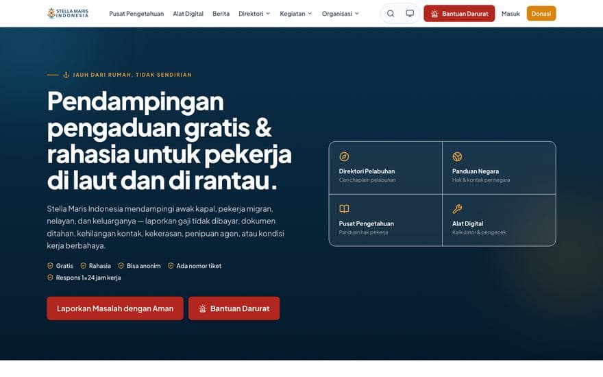 Tampilan situs Stella Maris Indonesia