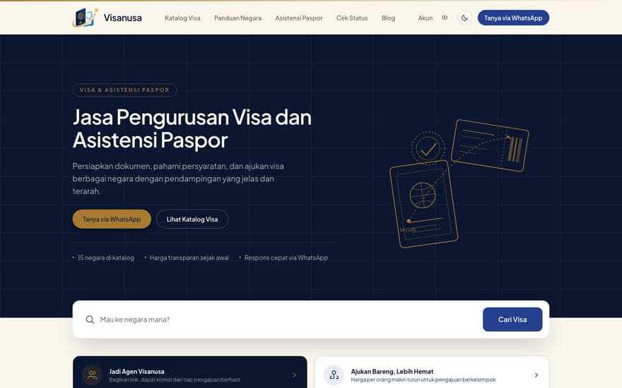 Tampilan situs Visanusa