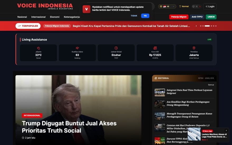 Tampilan situs VOICE Indonesia